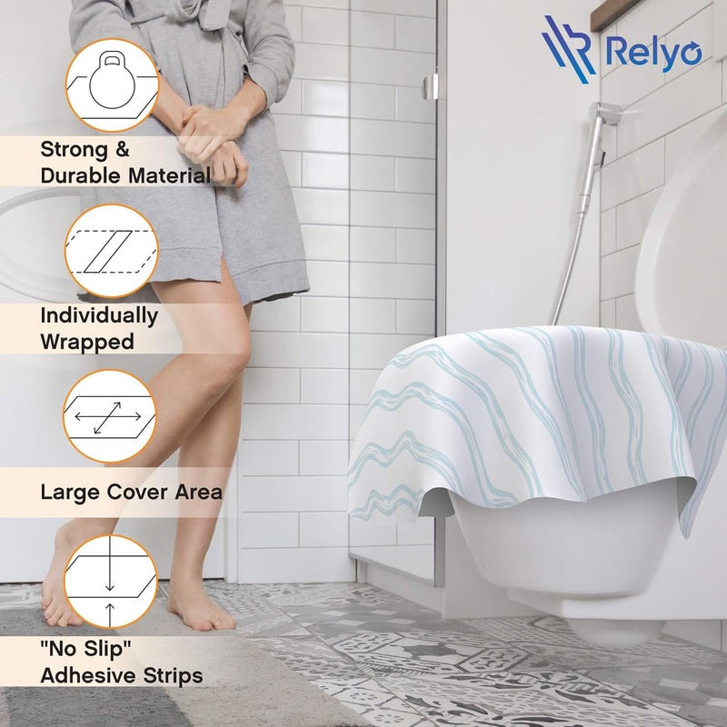 Relyo Toilet Seat Covers Disposable - 20 Pack - Waterproof, Ideal for Kids and Adults - Extra Large, Individually Wrapped for Travel, Toddlers Potty Training in Public Restrooms (Waves, 20) - Image 5